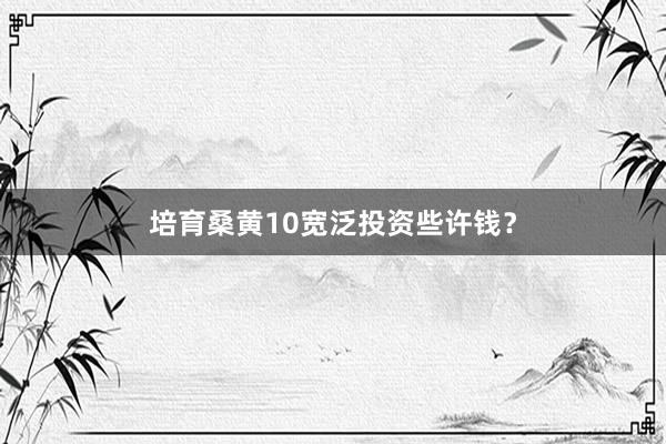 培育桑黄10宽泛投资些许钱？